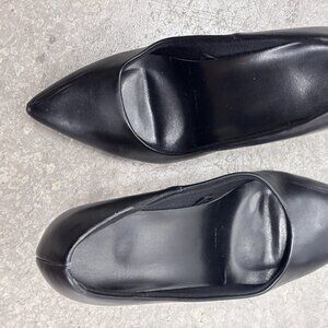 Classic Black Leather Pointed-Toe Pumps - Size 7 - 3” Heel - Pre-Owned